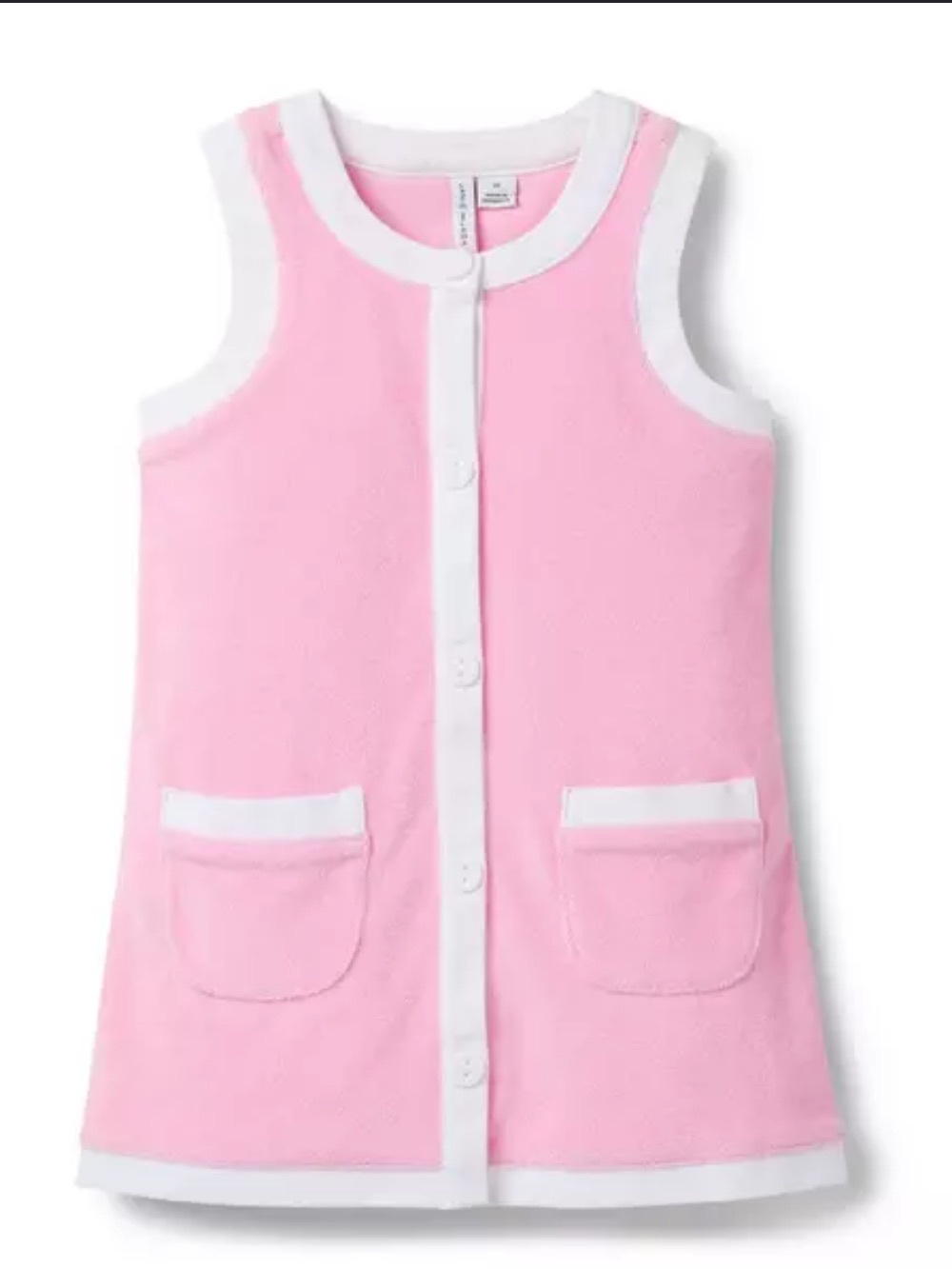 Janie & Jack Baby Girl Swim Swimsuit Terry Pink Button Cover Up Dress 3T White
